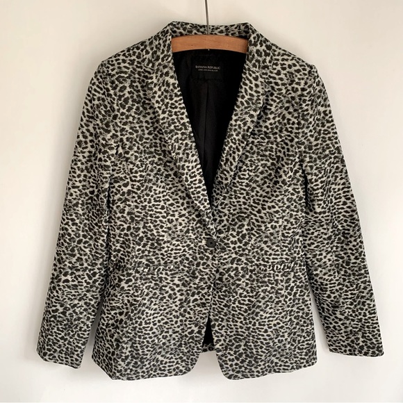 Banana Republic ~nwot ~Long and Lean Metallic Animal Print Blazer - Picture 1 of 14